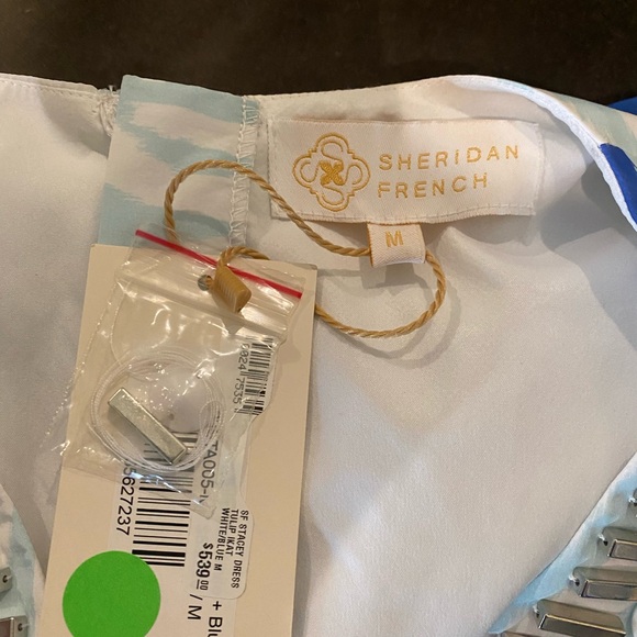 NWT Sheridan French Stacey Maxi Dress Tulip Ikat Beaded Metallic Blue Medium - Picture 15 of 16